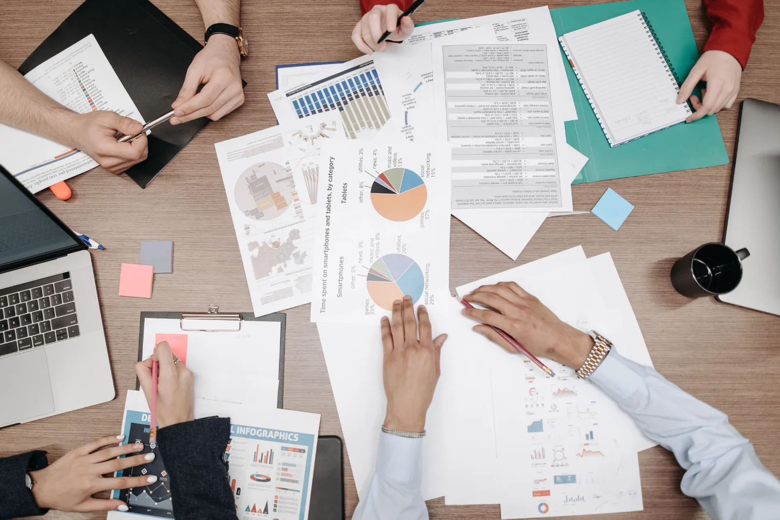 Reports, charts and communication materials being reviewed