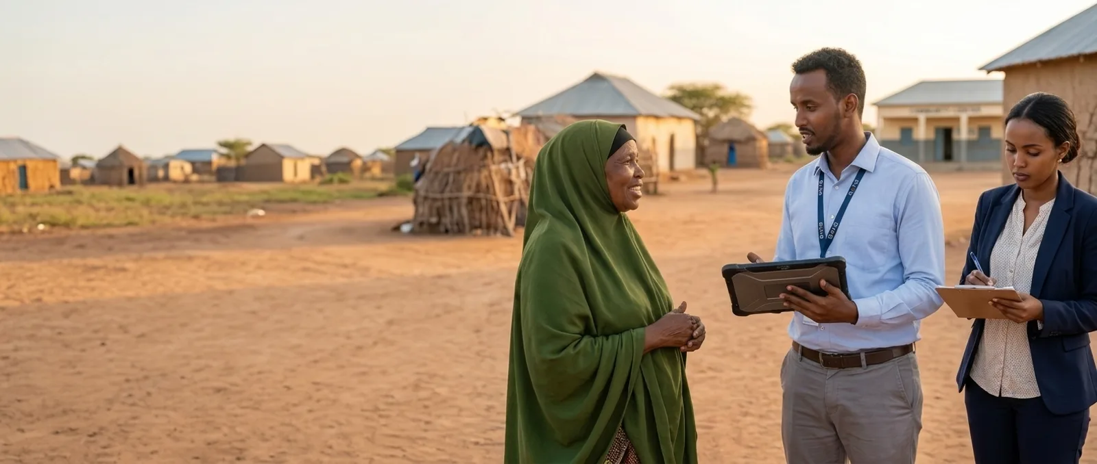 Independent verifier confirming beneficiary information during a field visit